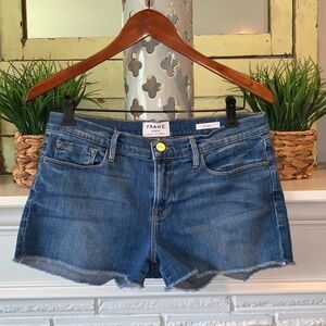 FRAME Le Cutoff Medium Wash High Waist Denim Shorts Size 29